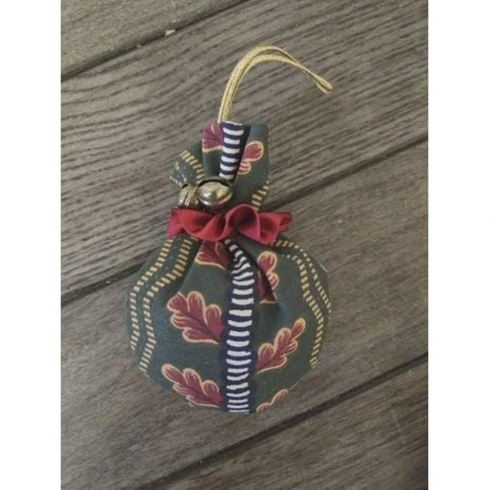 Set Of 6 Vintage Laura Ashley Fabric Christmas Ornaments Star, Bear, Tree Ball